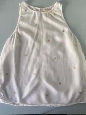 Cloth & Stone White Sleeveless Tank with Subtle Polka Dot